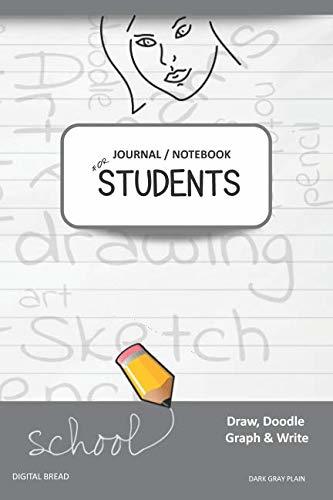 JOURNAL NOTEBOOK FOR STUDENTS Draw, Doodle, Graph & Write: FOCUS Composition Notebook for Students & Homeschoolers, School Supplies for Journaling and Writing Notes DARK GRAY PLAIN