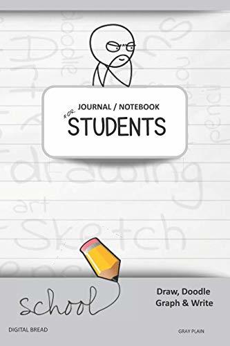 JOURNAL NOTEBOOK FOR STUDENTS Draw, Doodle, Graph & Write: Thinker Composition Notebook for Students & Homeschoolers, School Supplies for Journaling and Writing Notes GRAY PLAIN