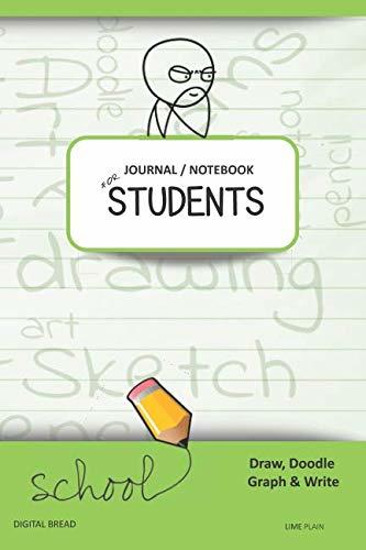 JOURNAL NOTEBOOK FOR STUDENTS Draw, Doodle, Graph & Write: Thinker Composition Notebook for Students & Homeschoolers, School Supplies for Journaling and Writing Notes LIME PLAIN