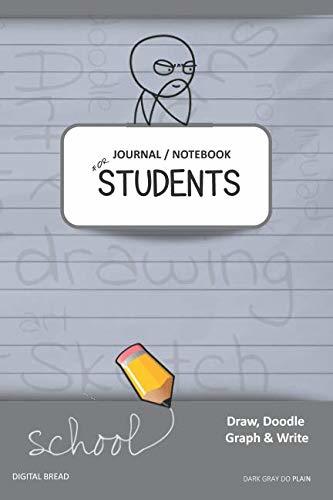 JOURNAL NOTEBOOK FOR STUDENTS Draw, Doodle, Graph & Write: Thinker Composition Notebook for Students & Homeschoolers, School Supplies for Journaling and Writing Notes DARK GRAY DO PLAIN