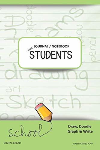 JOURNAL NOTEBOOK FOR STUDENTS Draw, Doodle, Graph & Write: Composition Notebook for Students & Homeschoolers, School Supplies for Journaling and Writing Notes GREEN PASTEL PLAIN