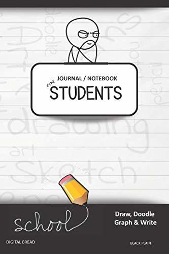 JOURNAL NOTEBOOK FOR STUDENTS Draw, Doodle, Graph & Write: Thinker Composition Notebook for Students & Homeschoolers, School Supplies for Journaling and Writing Notes BLACK PLAIN